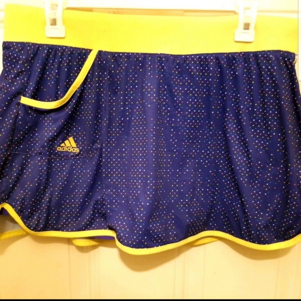 Adidas Golf Tennis Skort Size Large Blue Yellow